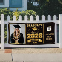 Graduation Banner, Custom Photo Vinyl Banner, Class of 2026, Graduation 2026, Personalized School Congrats Banner with Name Photo