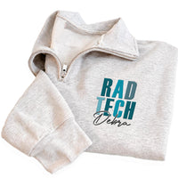 Custom RAD Tech Embroidered Quarter Zip Sweatshirt, Personalized Radiologic Technologist Pullover, X Ray Tech Gift Healthcare Apparel