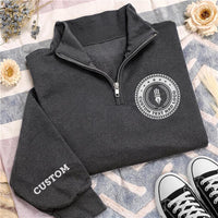 Custom University Embroidered Quarter Zip Sweatshirt, Personalized College Pullover, Graduation Gift for Students Alumni