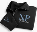 Custom NP Embroidered Quarter Zip Sweatshirt, Personalized Nurse Practitioner Pullover, Medical Graduation Gift Women