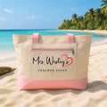 Teacher Tote Bag with Zipper, Personalized Teacher Name Tote, Custom Teacher Stuff Bag, Back to School Teacher Gift
