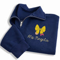 Custom Teacher Embroidered Quarter Zip Sweatshirt, Personalized Pencil Bow Pullover, Back to School Teacher Gift Women