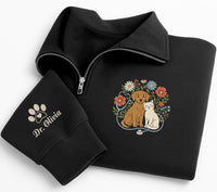 Veterinary Embroidered Quarter Zip Sweatshirt, Personalized Vet Tech Nurse Pullover, Pet Doctor Gift, Animal Lover Workwear Apparel