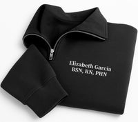 Nurse Embroidered Quarter Zip Sweatshirt, Personalized RN Name Pullover, Medical Workwear Gift, Registered Nurse Apparel Top