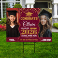 Then and Now Graduation Yard Sign, Custom Photo Personalized Grad Decor, Class of 2026, Graduation 2026, School Lawn Sign with Metal H-Stake