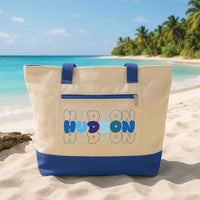 Personalized Name Tote Bag with Zipper, Custom Name Gift for Her, Aesthetic Typography Tote, Birthday Gift, Travel Beach Bag, Custom Tote