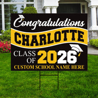 Graduation Yard Sign, Custom Name School Decor, Class of 2026, Graduation 2026, Congrats Grad Lawn Sign for High School College