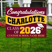 Graduation Yard Sign, Custom Name School Decor, Class of 2026, Graduation 2026, Congrats Grad Lawn Sign for High School College