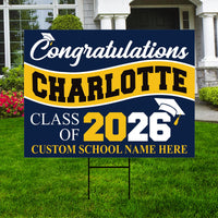 Graduation Yard Sign, Custom Name School Decor, Class of 2026, Graduation 2026, Congrats Grad Lawn Sign for High School College