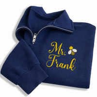 Teacher Name Embroidered Quarter Zip Sweatshirt, Personalized Icon Teacher Pullover, Custom Name Gift, Back to School Educator Outfit