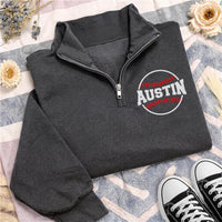 Baseball Name Embroidered Quarter Zip Sweatshirt, Personalized Baseball Pullover, Custom Player Gift, Sports Fan Quarter Zip Sweater