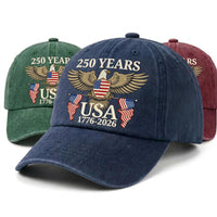 250 Years USA 1776 2026 Embroidered Patriotic Hat, America Anniversary Dad Cap, Eagle Flag Baseball Hat, Fourth of July Gift