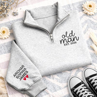 Personalized Grandpa Embroidered Quarter Zip Sweatshirt, Custom Old Man Pullover, Kids Names Sweatshirt, Christmas Gift For Dad Papa