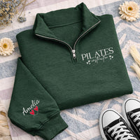 Personalized Pilates Instructor Embroidered Quarter Zip Sweatshirt, Custom Pilates Pullover, Pilates Teacher Gift For Women