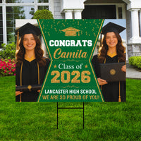 Photo Graduation Yard Sign, Custom Personalized Congrats Decor, Class of 2026, Graduation 2026, School Lawn Sign with Name Photo