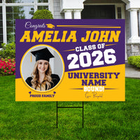 Personalized Graduation Yard Sign 2026 with Photo, Graduate Picture Sign, Class of 2026, Custom Graduation 2026 Yard Sign with Metal H-Stake