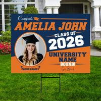 Personalized Graduation Yard Sign 2026 with Photo, Graduate Picture Sign, Class of 2026, Custom Graduation 2026 Yard Sign with Metal H-Stake