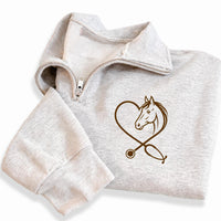 Horse Vet Tech Embroidered Quarter Zip Sweatshirt, Equestrian Veterinary Pullover, Animal Lover Gift, Equine Vet Apparel Gift