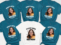 Custom Birthday Photo Shirt, Personalized Birthday Crew Shirt, 40th Birthday Shirt, Family Party Tee, Matching Birthday Gift for Women Gifts