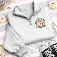 Speech Language Pathologist Embroidered Quarter Zip Sweatshirt, Rainbow SLP Pullover Sweater, Therapist Gift, School Clinic Layer