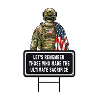 Memorial Day Veteran Yard Sign, Patriotic Outdoor Decorations, Let’s Remember Ultimate Sacrifice Lawn Sign, Military Memorial Yard Decor