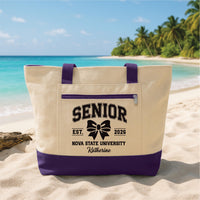 Graduation Tote Bag with Zipper, Personalized Class of 2026 Tote Bag, Custom Senior Graduate Gift, College High School Bag