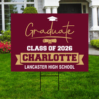 Personalized Graduation Senior Yard Sign 2026, Senior Grad Sign, Class of 2026, Custom Graduation 2026 Yard Sign with Metal H-Stake