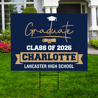 Personalized Graduation Senior Yard Sign 2026, Senior Grad Sign, Class of 2026, Custom Graduation 2026 Yard Sign with Metal H-Stake
