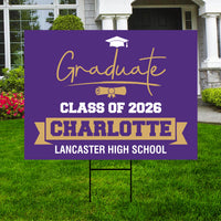 Personalized Graduation Senior Yard Sign 2026, Senior Grad Sign, Class of 2026, Custom Graduation 2026 Yard Sign with Metal H-Stake