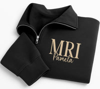 MRI Tech Embroidered Quarter Zip Sweatshirt, Personalized MRI Technologist Pullover, Radiology Worker Gift Wear