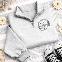 Custom Logo Embroidered Quarter Zip Sweatshirt, Personalized Business Pullover, Company Team Uniform Workwear