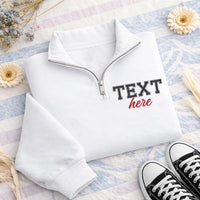 Custom Logo Embroidered Quarter Zip Sweatshirt, Personalized Business Pullover, Company Team Uniform Workwear
