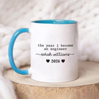 Engineer Graduation Mug, Custom Name Coffee Mug, Class of 2026 Gift, Personalized Engineering Graduate Mug, College Grad Cup