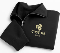 Custom Logo Embroidered Quarter Zip Sweatshirt, Personalized Business Pullover, Company Logo Quarter Zip Sweater, Custom Corporate Apparel