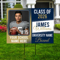 Personalized College Bound 2030 Yard Sign with Photo, School Name, Custom Graduate College University Bound Yard Sign with Metal H-Stake