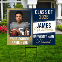 Personalized College Bound 2030 Yard Sign with Photo, School Name, Custom Graduate College University Bound Yard Sign with Metal H-Stake