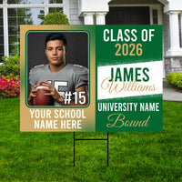 Personalized College Bound 2030 Yard Sign with Photo, School Name, Custom Graduate College University Bound Yard Sign with Metal H-Stake