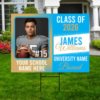 Personalized College Bound 2030 Yard Sign with Photo, School Name, Custom Graduate College University Bound Yard Sign with Metal H-Stake