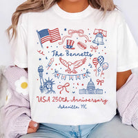 Personalized USA 250th Anniversary Shirt, Custom Family Matching Tee, Patriotic Semiquincentennial Outfit, July 4th Gift, 1776 2026 Gift
