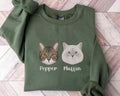 Custom Pet Portrait Embroidered Sweatshirt Cat Mom Hoodie, Cat Lover Shirt, Personalized Pet Memorial Gift, Cozy Cat Birthday Gift for Women