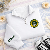 Custom University Embroidered Quarter Zip Sweatshirt, Personalized College Pullover, Graduation Gift for Students Alumni