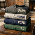 Custom Dad Embroidered Quarter Zip Sweatshirt, Personalized Papa Pullover, Grandpa Gift for Fathers Day, Monogram Sleeve Varsity Style