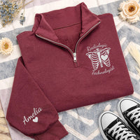 Custom Radiologic Technologist Embroidered Quarter Zip Sweatshirt, Personalized X Ray Tech Pullover, Radiology Graduation Gift
