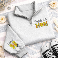 Personalized Softball Mom Embroidered Quarter Zip Sweatshirt, Custom Softball Mama Pullover, Team Mom Gift, Softball Mom Women