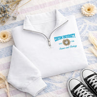 Personalized University Embroidered Quarter Zip Sweatshirt, Custom College Pullover, Law School Sweatshirt, Graduation Gift