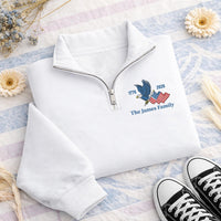 Personalized USA Embroidered Quarter Zip Sweatshirt, Custom America 1776 2026 Pullover, 250 Years Family Sweater, Matching Patriotic Gift