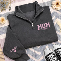 Personalized Dad Grandpa Embroidered Quarter Zip Sweatshirt, Custom Kids Name Pullover, Est 2026 Sweater, Family Outfit, Parent Gift