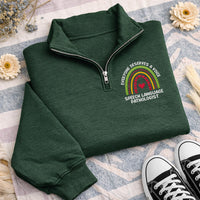 Speech Language Pathologist Embroidered Quarter Zip Sweatshirt, Rainbow SLP Pullover Sweater, Therapist Gift, School Clinic Layer