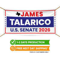 James Talarico For Texas U.S. Senate Banner Sign, 13oz Waterproof US Senate Election 2026, Democratic Party Vinyl Banner With Metal Grommets
