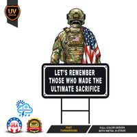 Memorial Day Veteran Yard Sign, Patriotic Outdoor Decorations, Let’s Remember Ultimate Sacrifice Lawn Sign, Military Memorial Yard Decor